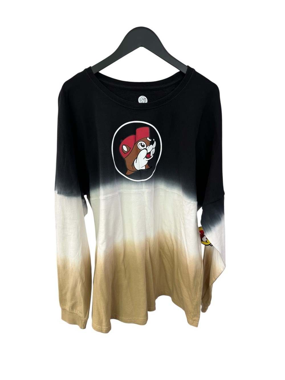 Buc-ee’s Dip-Dye Dolman Long Sleeve Tee - Black / White / Tan